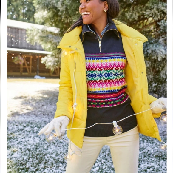 Half Zip Mockneck Fair Isle  Wool blend Sweater Sz.S NWT - Picture 2 of 8